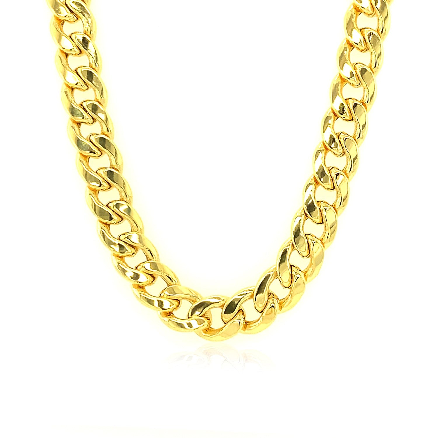 10k Yellow Gold Light Miami Cuban Chain (7.00 mm) in a sleek high-contrast midnight luxury editorial style